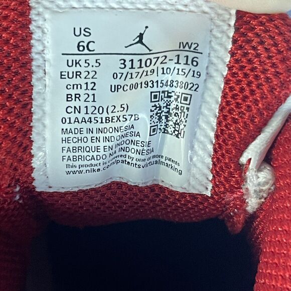 Air Jordan Dub Zero TD Sneaker Toddler Size 6C Lace Up 311072-116 Varsity Red - Picture 7 of 7